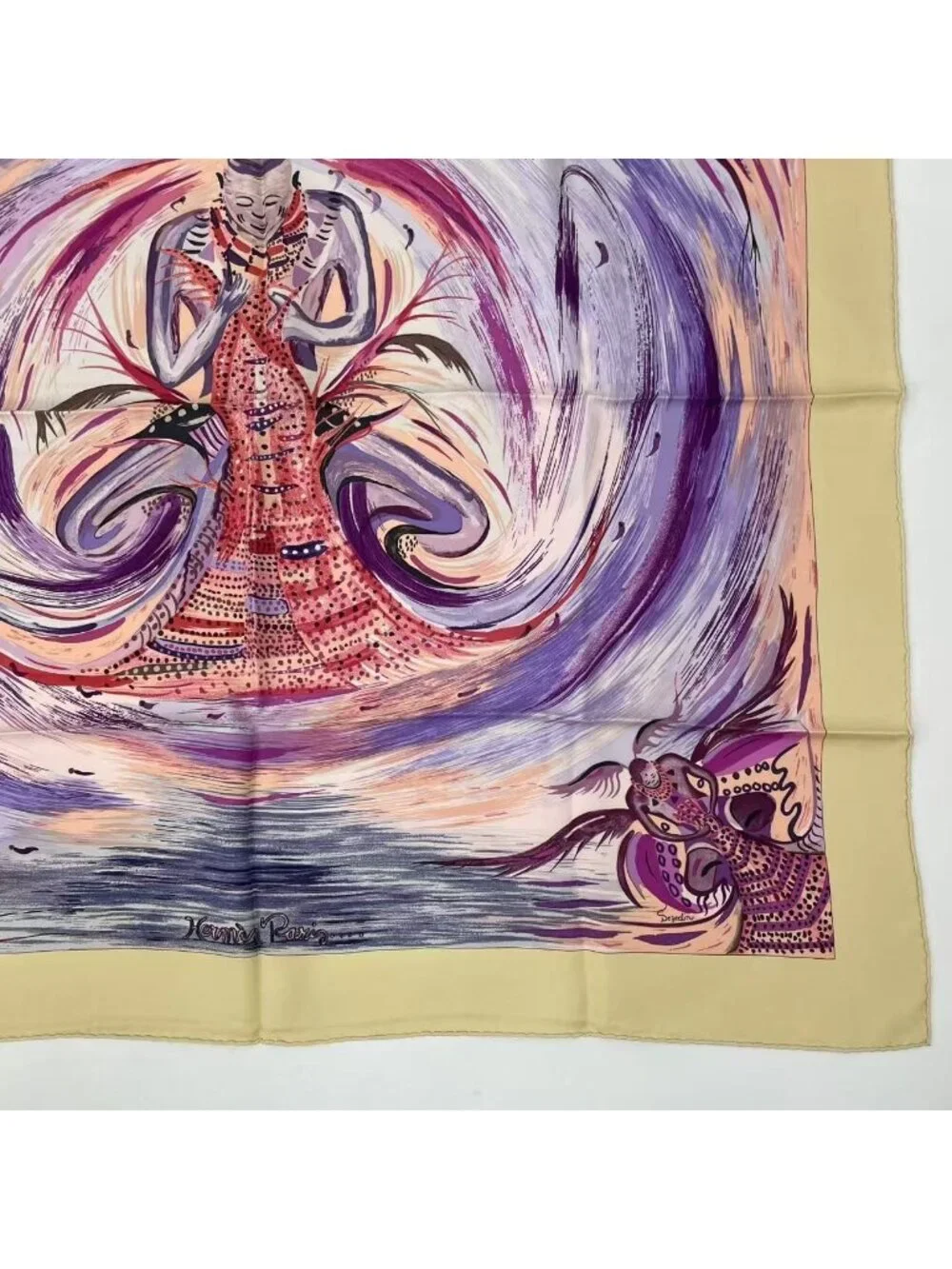 Hermes Carre 90 les Perles de Turukana Pearl of the Celestial Fire Scarf Silk - Picture 5 of 5